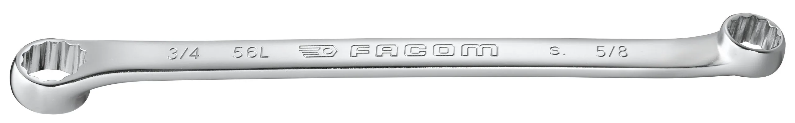 Facom 56L.1P1/8X1P1/4 10° Offset Long Double Ring Spanner 1,1/8" X 1,1/4" AF