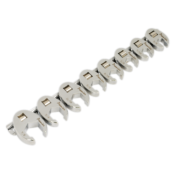 Sealey Tools AK599 8 Pce. 3/8" Drive Imperial Crow's Foot Spanner Set 3/8" - 7/8" AF