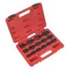 Britool Hallmark HMCFW15 15 Piece 3/8" &amp; 1/2" Drive Metric Crow Foot Spanner Set 8-24mm