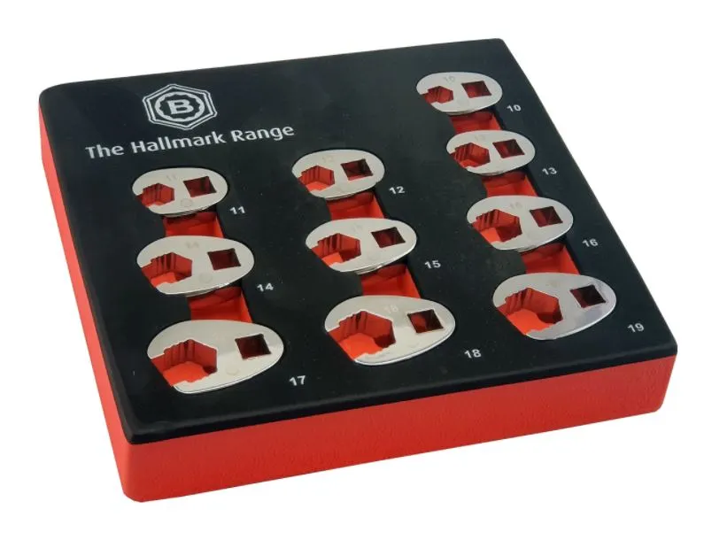 Britool Hallmark MFCFWSET10 3/8" Drive Crow Foot Spanner Set 10-19mm Metric