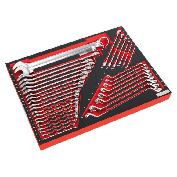 Sealey TBTP03 35 Pce Combination (6-32mm), Cranked Ring & Torx Ring Spanner Set